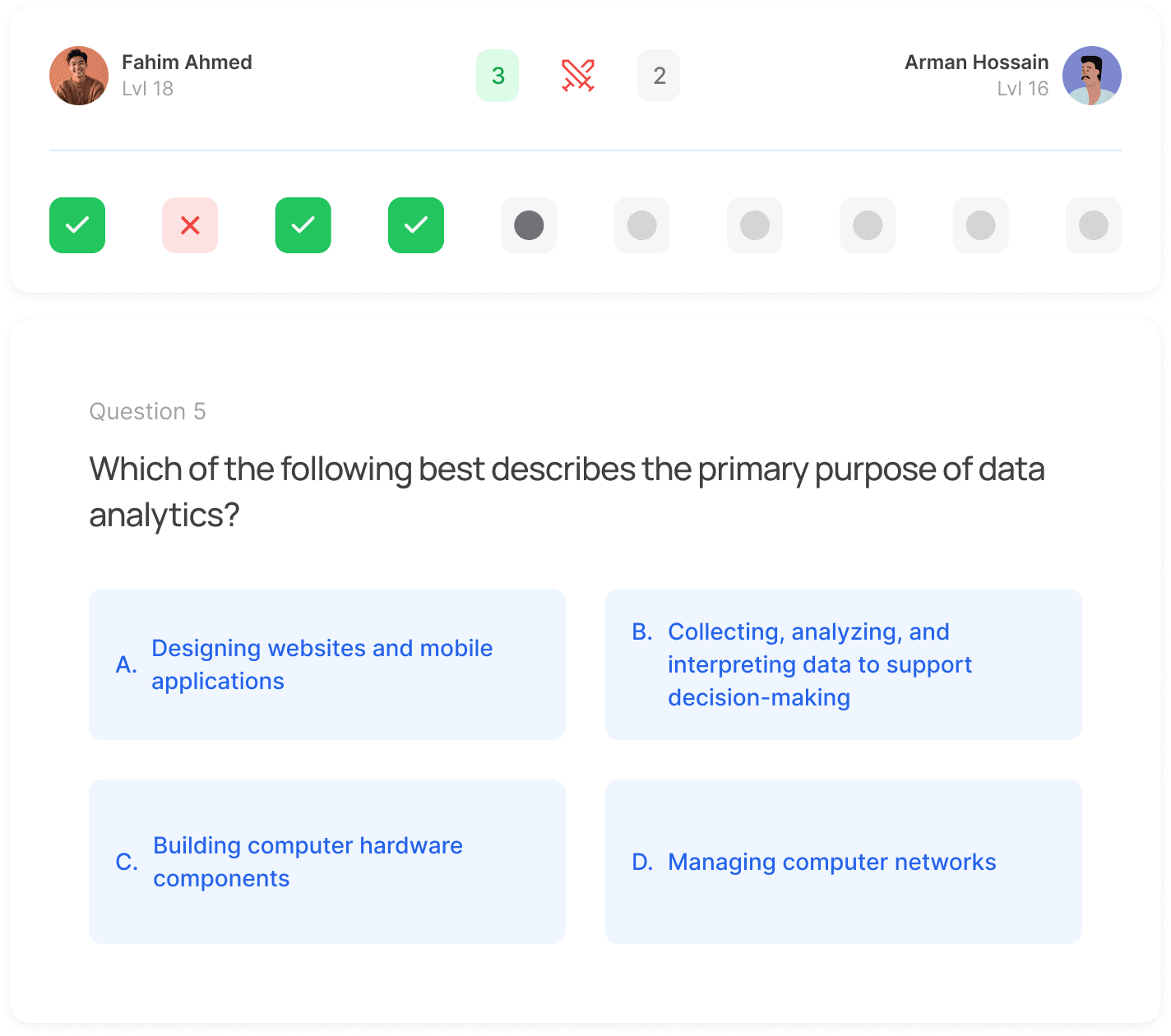 1-on-1 study battles