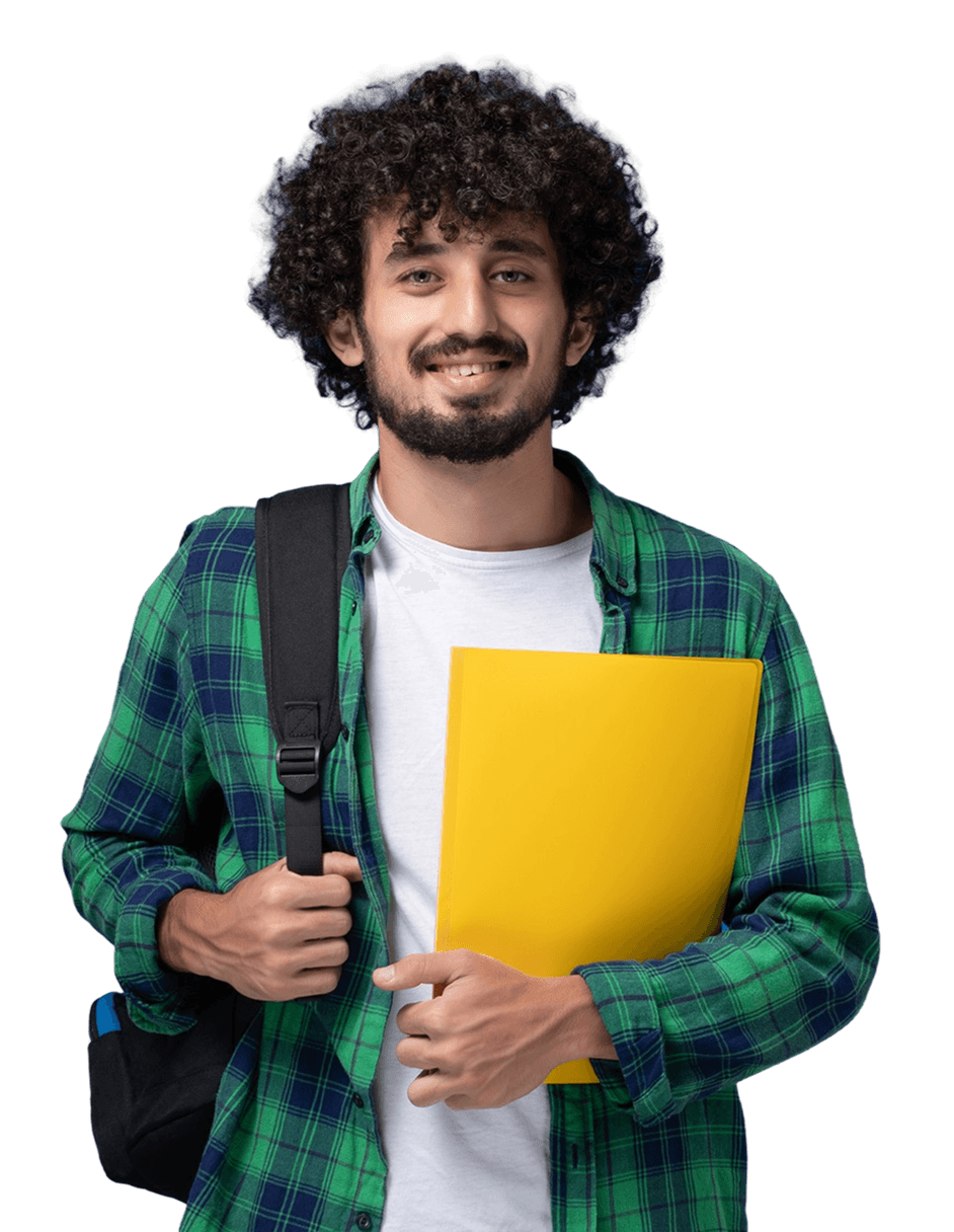 Student learner smiling with notebook